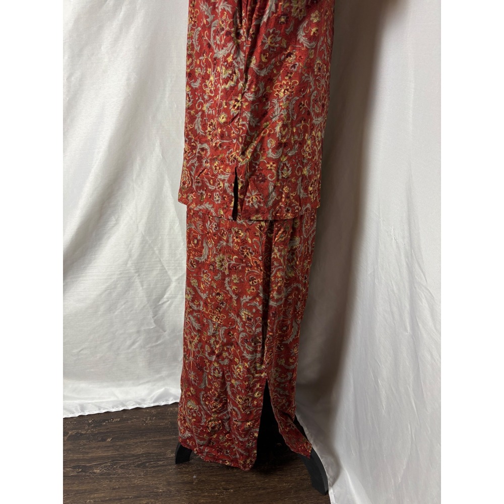 David Wayne Dress Maxi Skirt Set Women Small Red Paisley Vintage Shoulder Pads - Picture 3 of 5